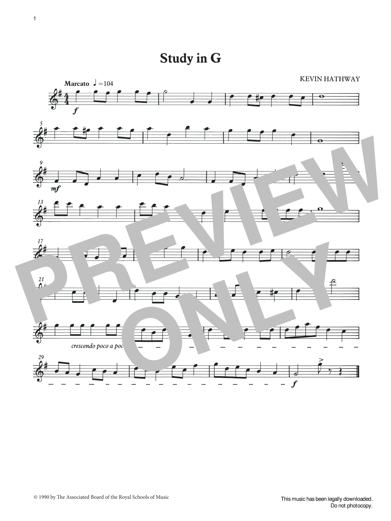 Ian Wright and Kevin Hathaway Study in G from Graded Music for Tuned Percussion, Book I sheet music notes and chords arranged for Percussion Solo