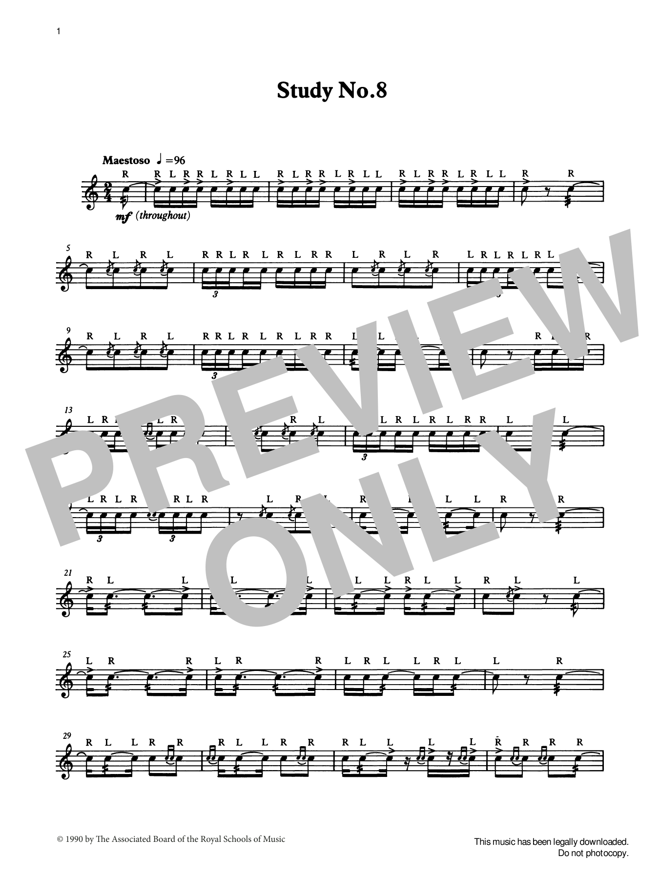 Ian Wright and Kevin Hathaway Study No.8 from Graded Music for Snare Drum, Book IV sheet music notes and chords arranged for Percussion Solo
