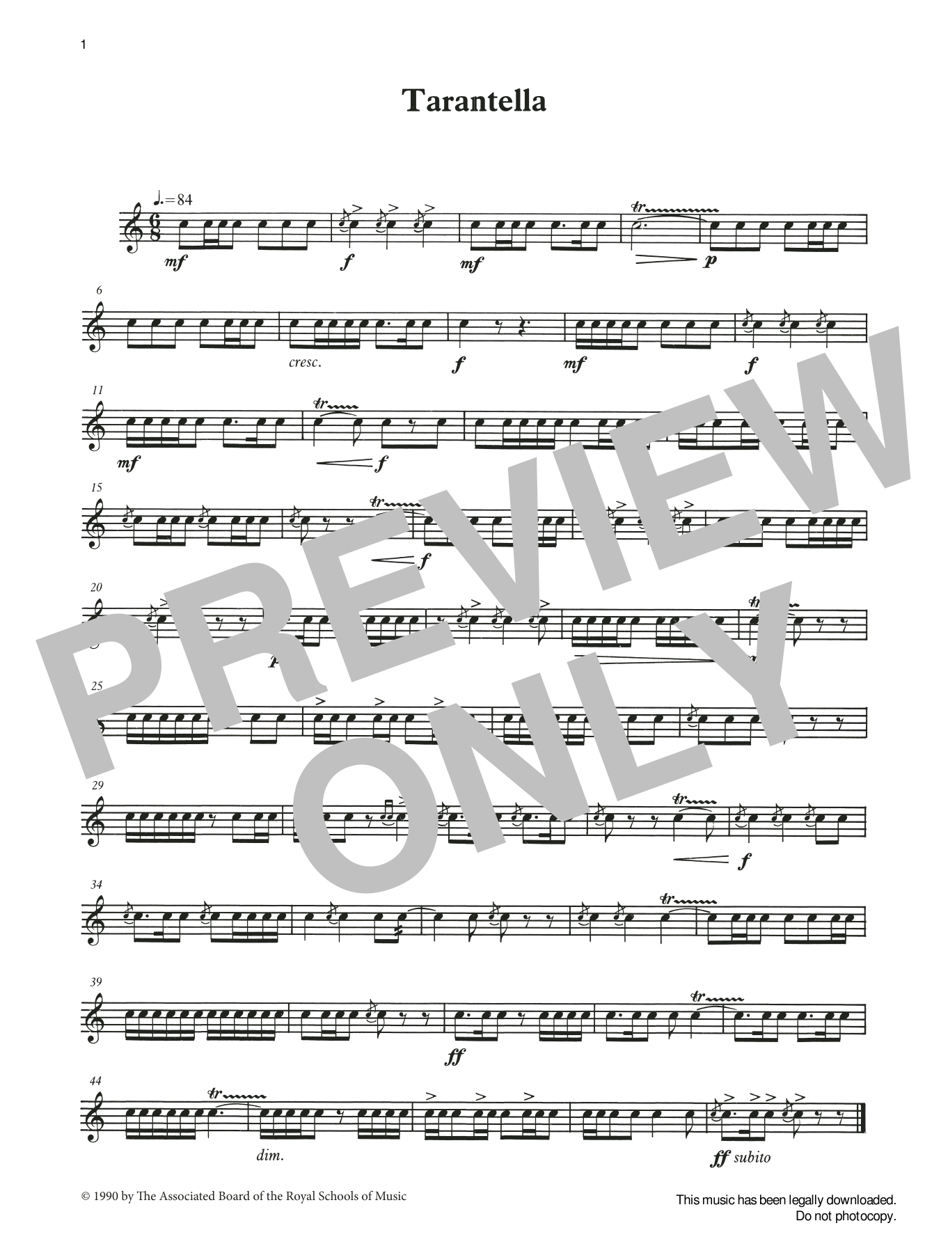 Ian Wright and Kevin Hathaway Tarantella from Graded Music for Snare Drum, Book III sheet music notes and chords arranged for Percussion Solo