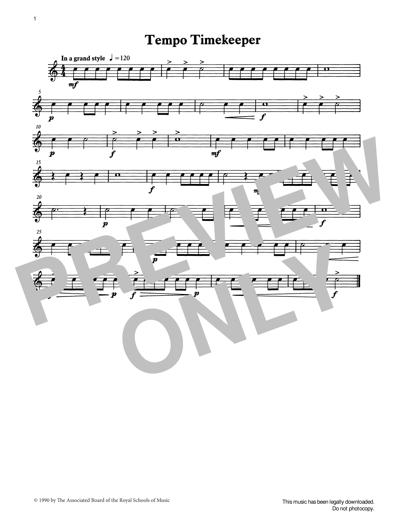 Ian Wright and Kevin Hathaway Tempo Timekeeper from Graded Music for Snare Drum, Book I sheet music notes and chords arranged for Percussion Solo