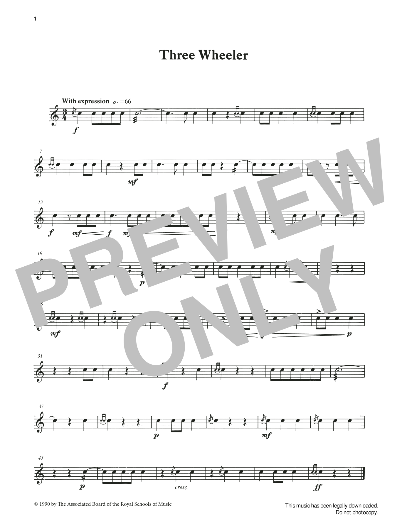 Ian Wright and Kevin Hathaway Three Wheeler from Graded Music for Snare Drum, Book II sheet music notes and chords arranged for Percussion Solo