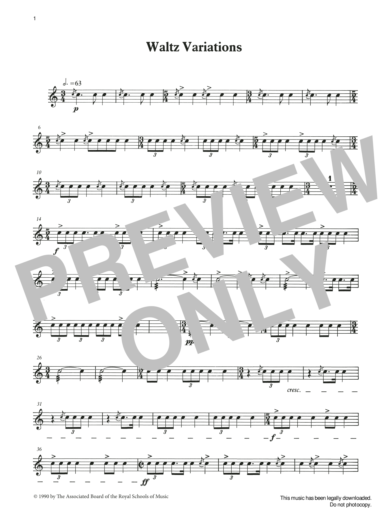 Ian Wright and Kevin Hathaway Waltz Variations from Graded Music for Snare Drum, Book III sheet music notes and chords arranged for Percussion Solo