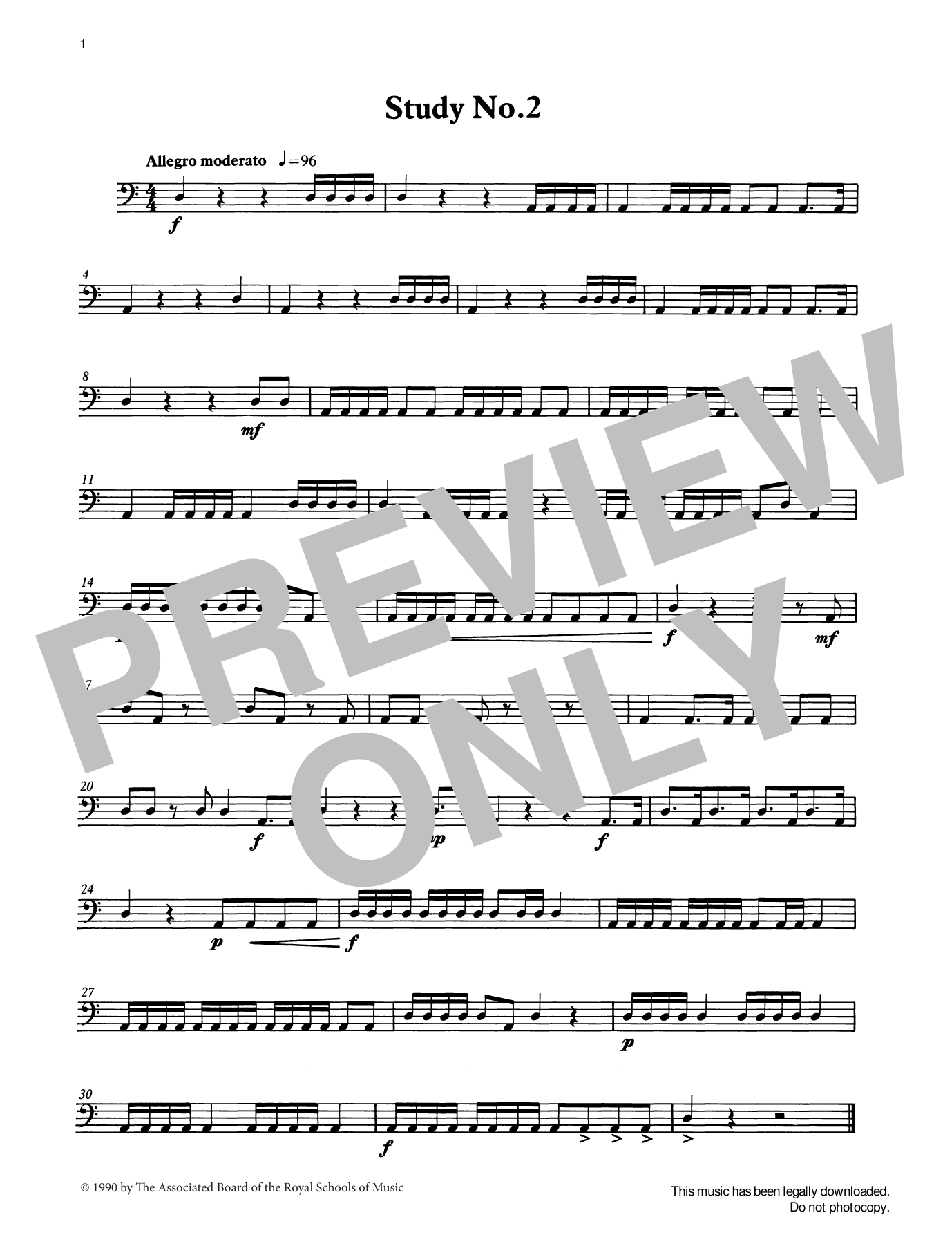 Ian Wright and Mark Bassey Study No.2 from Graded Music for Timpani, Book I sheet music notes and chords arranged for Percussion Solo