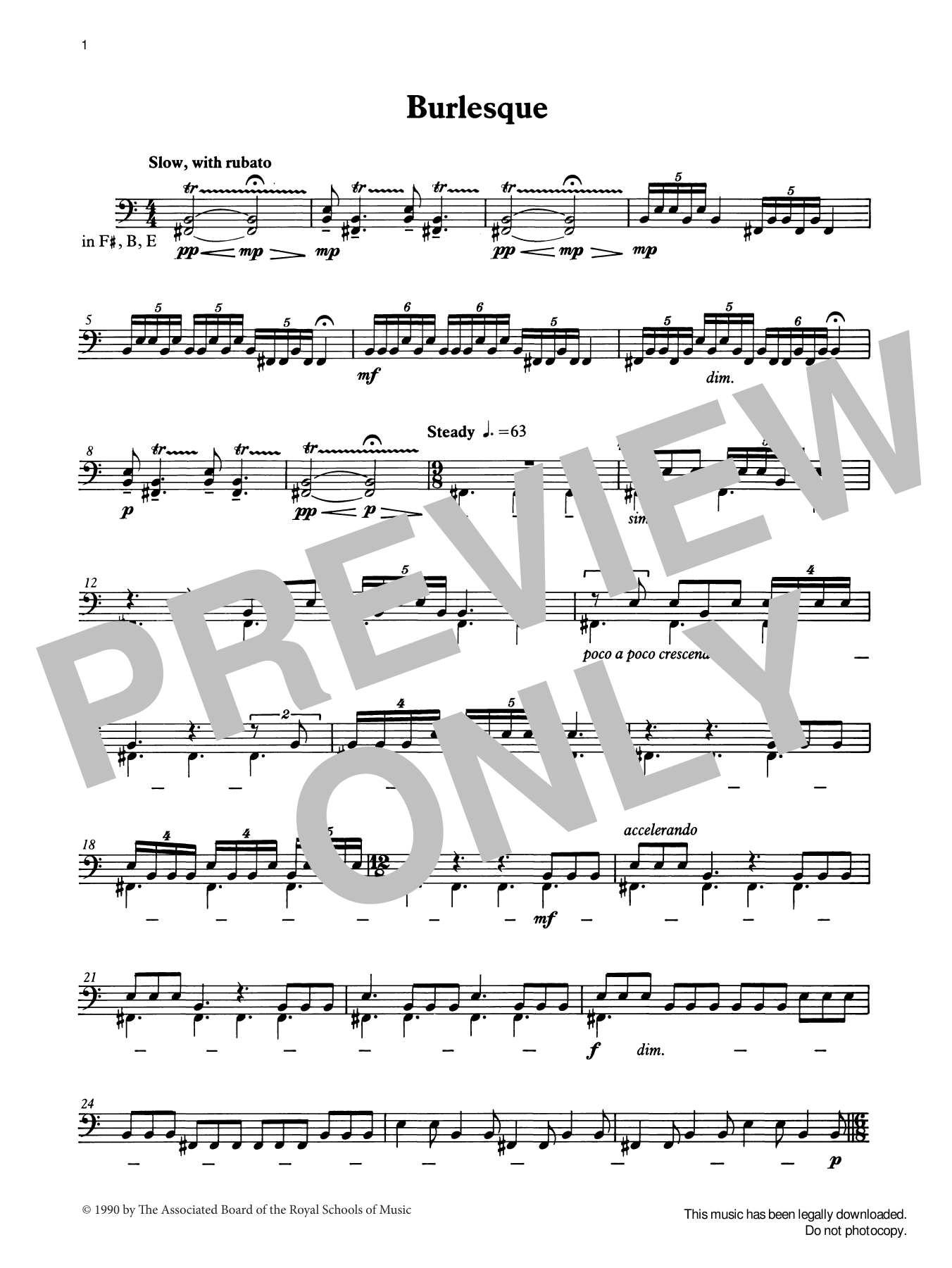 Ian Wright Burlesque from Graded Music for Timpani, Book IV sheet music notes and chords arranged for Percussion Solo