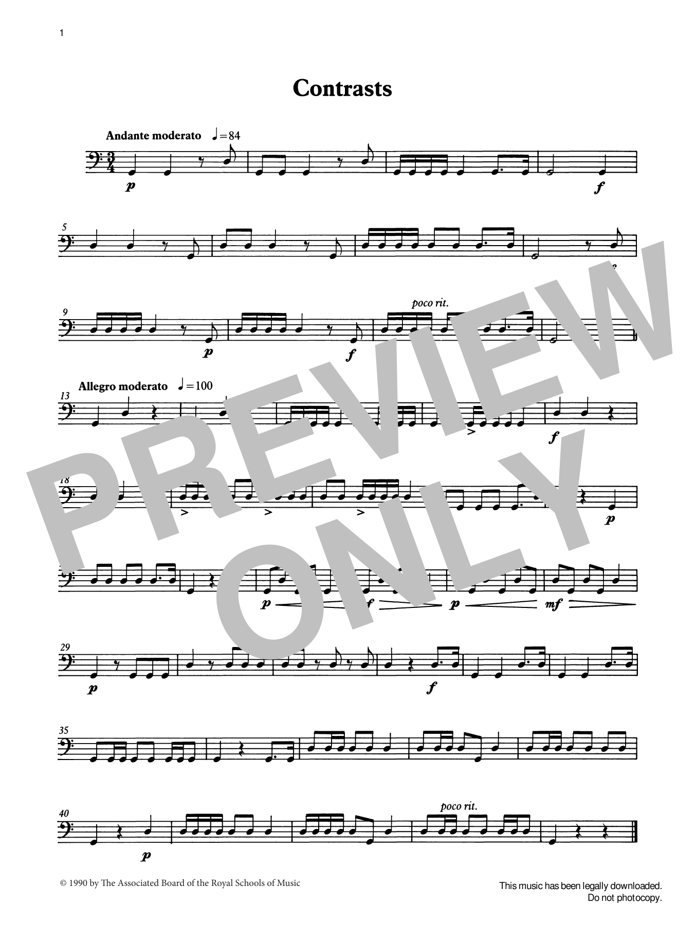 Ian Wright Contrasts from Graded Music for Timpani, Book I sheet music notes and chords arranged for Percussion Solo