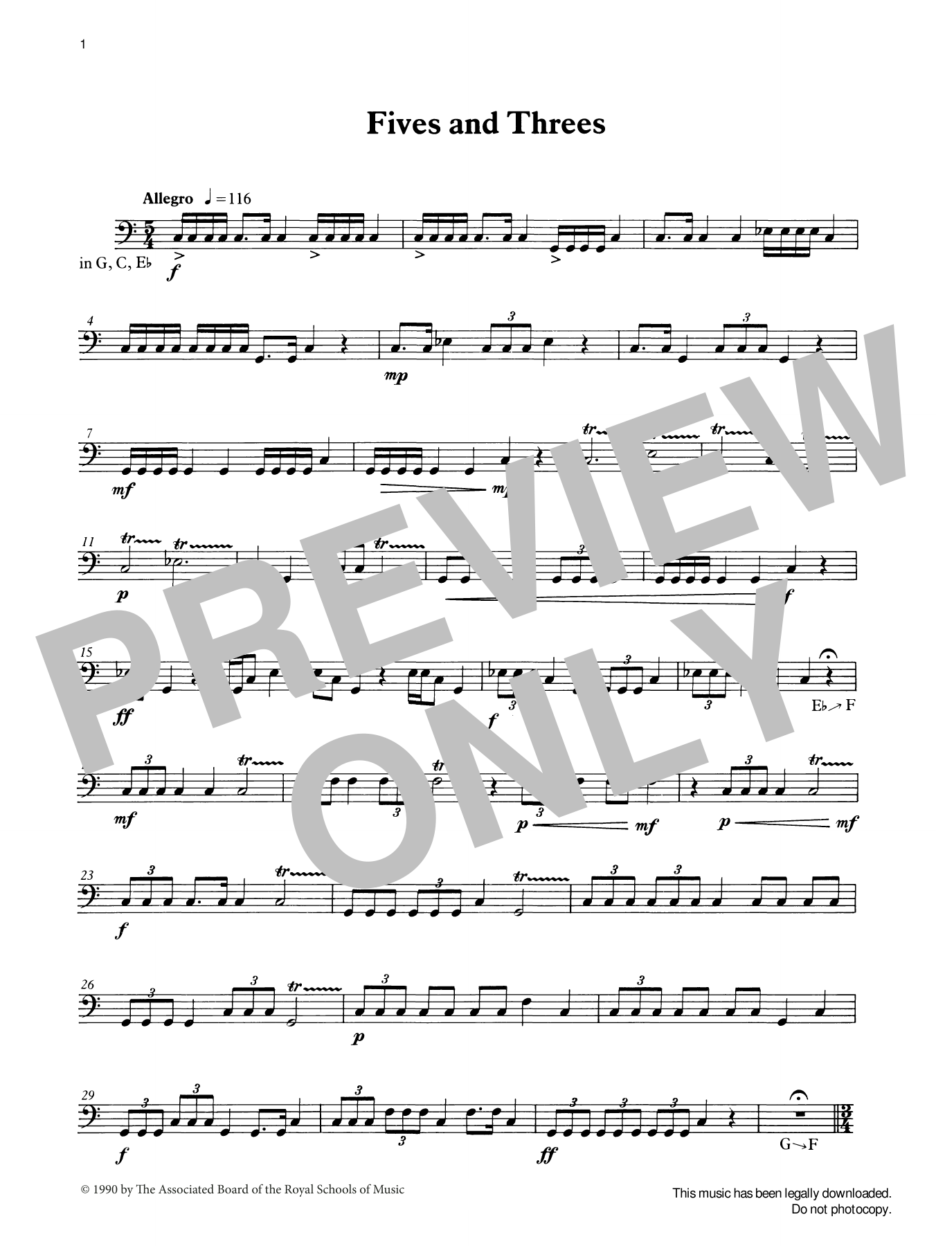 Ian Wright Fives and Threes from Graded Music for Timpani, Book III sheet music notes and chords arranged for Percussion Solo