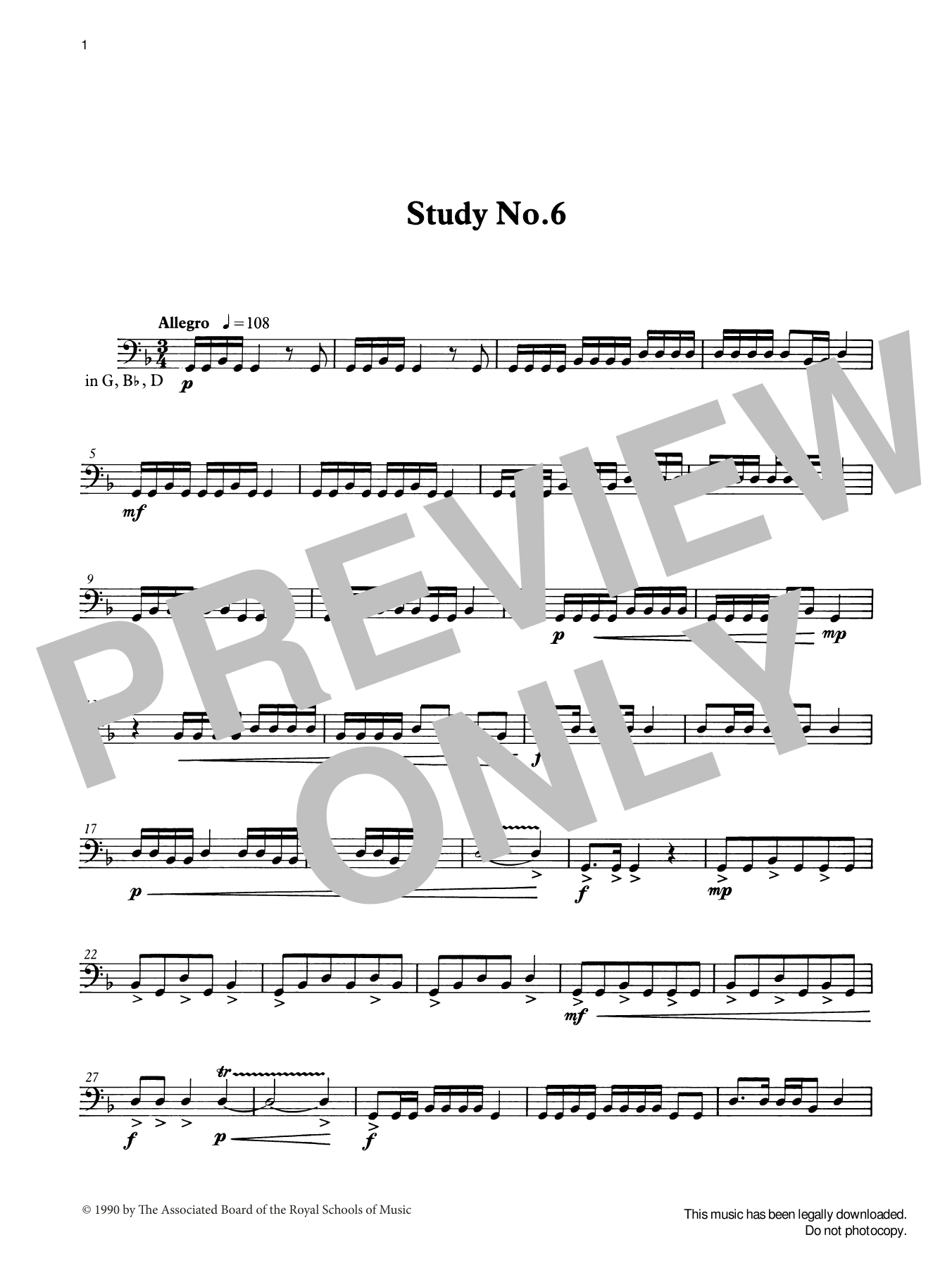 Ian Wright Study No.6 from Graded Music for Timpani, Book III sheet music notes and chords arranged for Percussion Solo