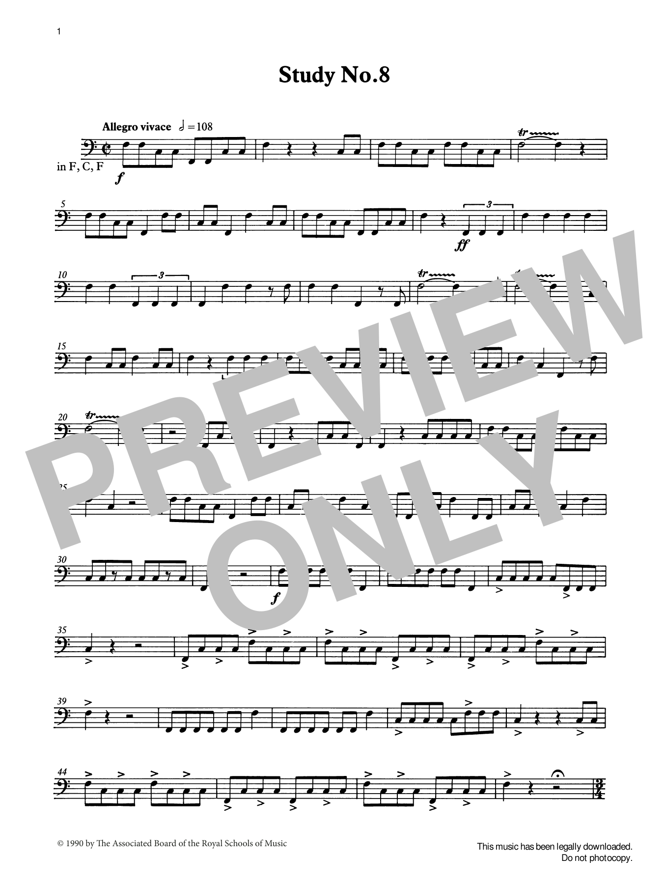 Ian Wright Study No.8 from Graded Music for Timpani, Book IV sheet music notes and chords arranged for Percussion Solo