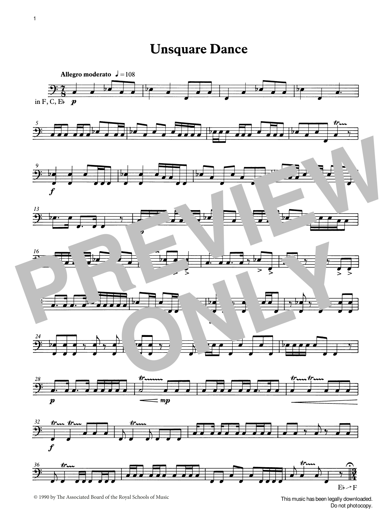 Ian Wright Unsquare Dance from Graded Music for Timpani, Book III sheet music notes and chords arranged for Percussion Solo