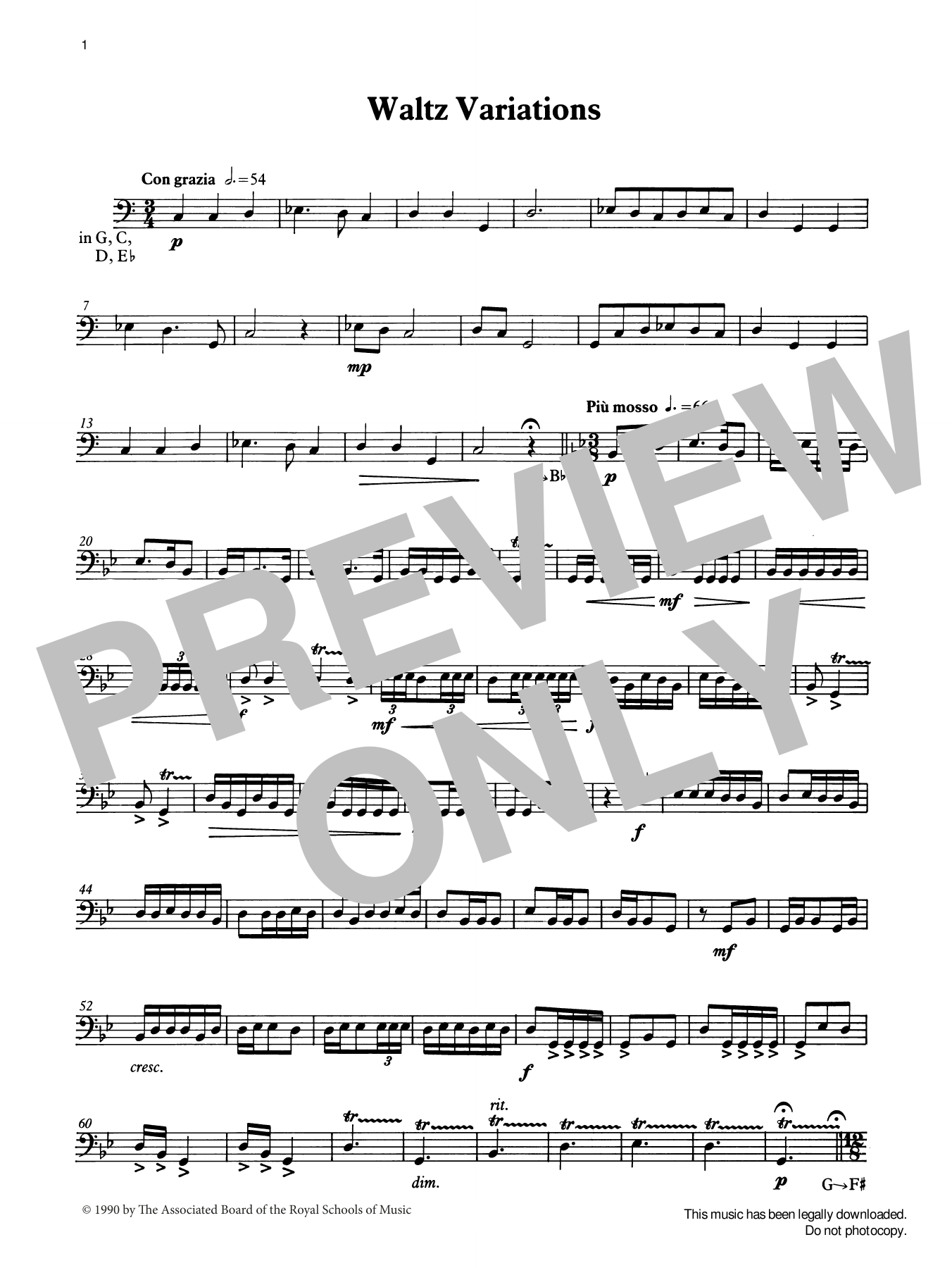 Ian Wright Waltz Variations from Graded Music for Timpani, Book IV sheet music notes and chords arranged for Percussion Solo