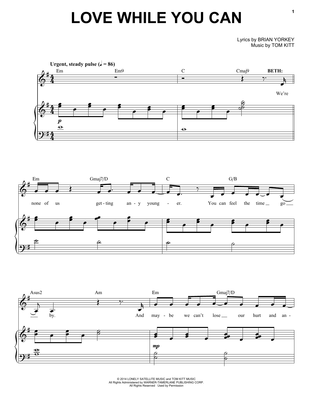 Idina Menzel & Company Love While You Can (from If/Then: A New Musical) sheet music notes and chords arranged for Piano & Vocal