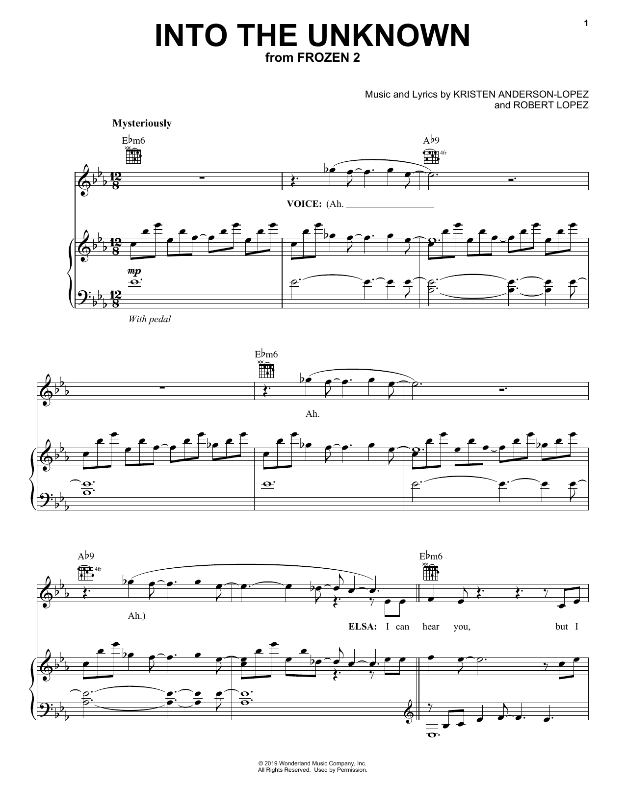 Idina Menzel and AURORA Into The Unknown (from Disney's Frozen 2) sheet music notes and chords arranged for French Horn Solo