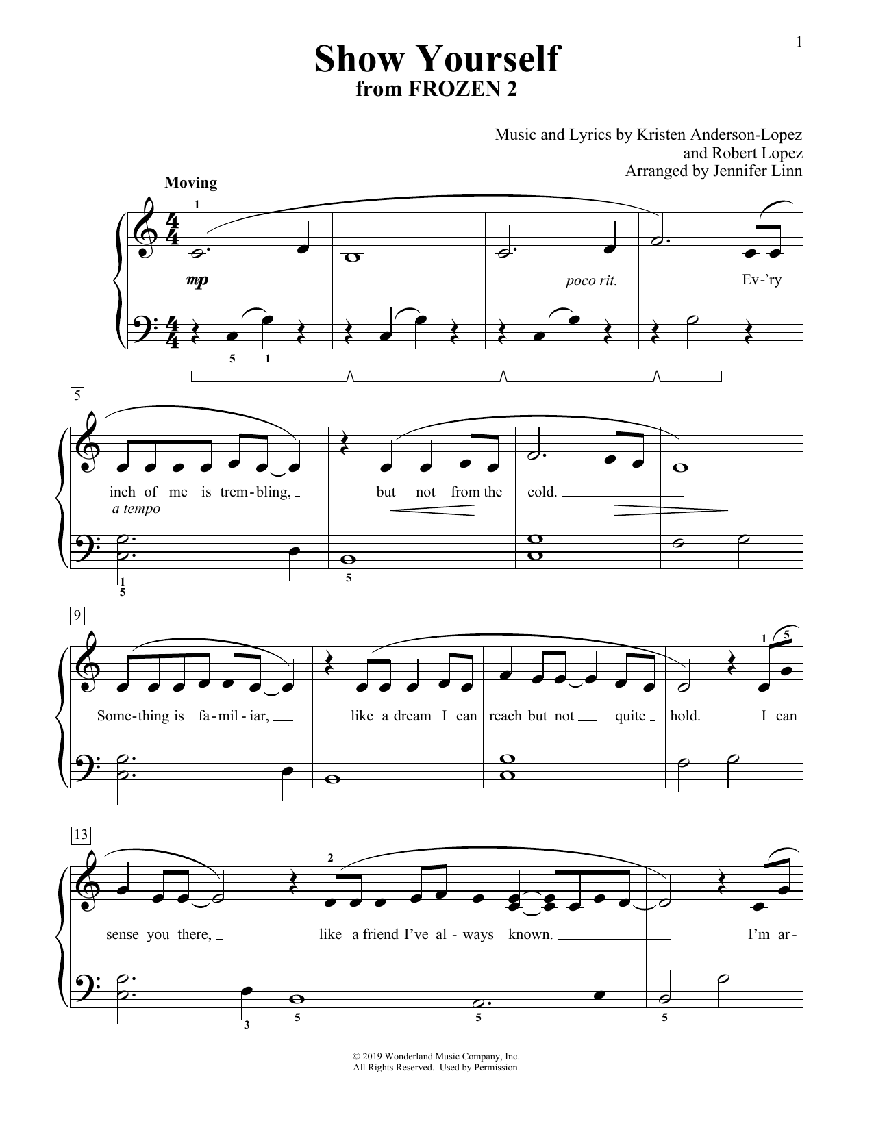 Idina Menzel and Evan Rachel Wood Show Yourself (from Disney's Frozen 2) (arr. Jennifer Linn) sheet music notes and chords arranged for Educational Piano