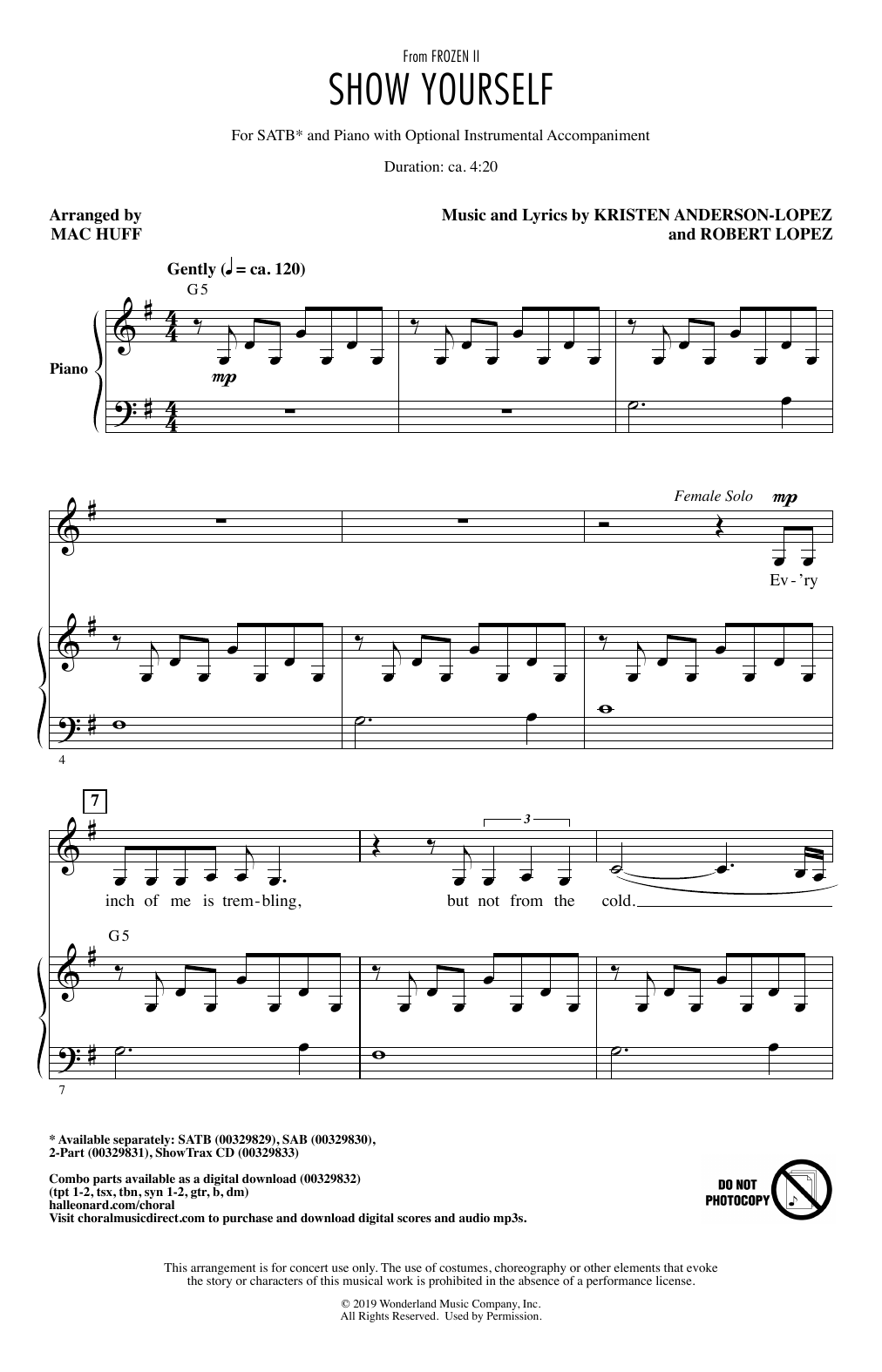 Idina Menzel and Evan Rachel Wood Show Yourself (from Disney's Frozen 2) (arr. Mac Huff) sheet music notes and chords arranged for 2-Part Choir