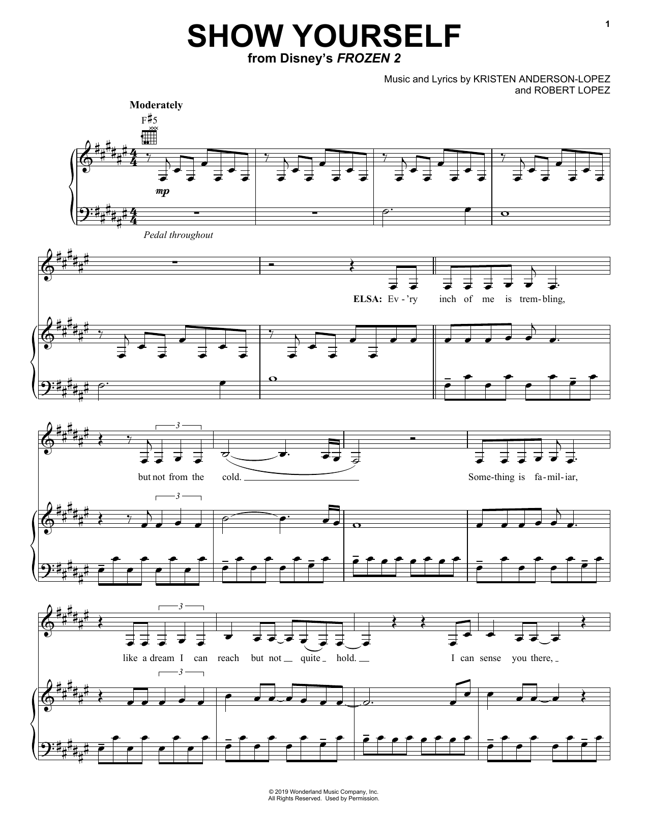 Idina Menzel and Evan Rachel Wood Show Yourself (from Disney's Frozen 2) sheet music notes and chords arranged for Big Note Piano