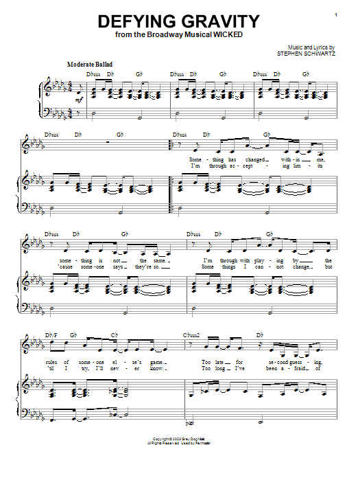 Stephen Schwartz Defying Gravity (from Wicked) sheet music notes and chords arranged for Piano & Vocal