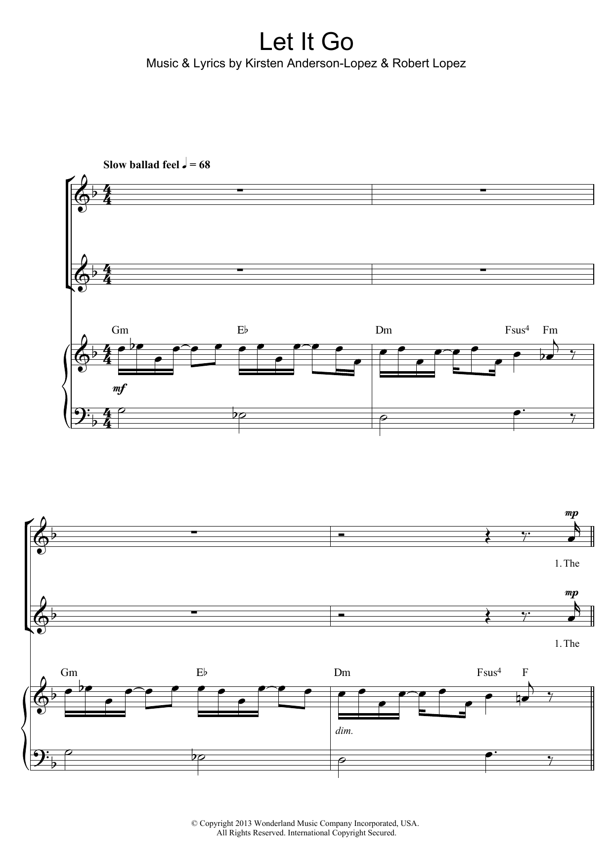 Idina Menzel Let It Go (from Frozen) (arr. Barrie Carson Turner) sheet music notes and chords arranged for 2-Part Choir