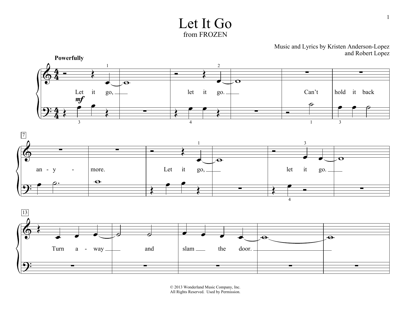 Idina Menzel Let It Go (from Frozen) (arr. Christopher Hussey) sheet music notes and chords arranged for Educational Piano