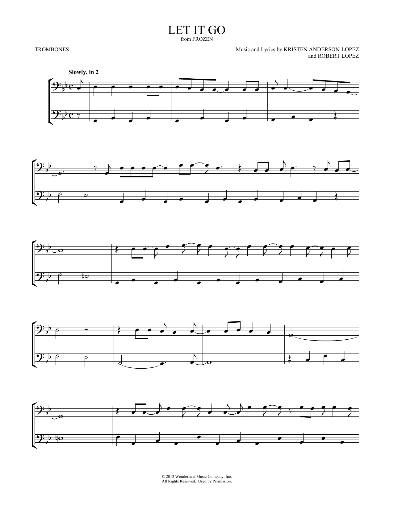 Idina Menzel Let It Go (from Frozen) (arr. Mark Phillips) sheet music notes and chords arranged for Trumpet Duet