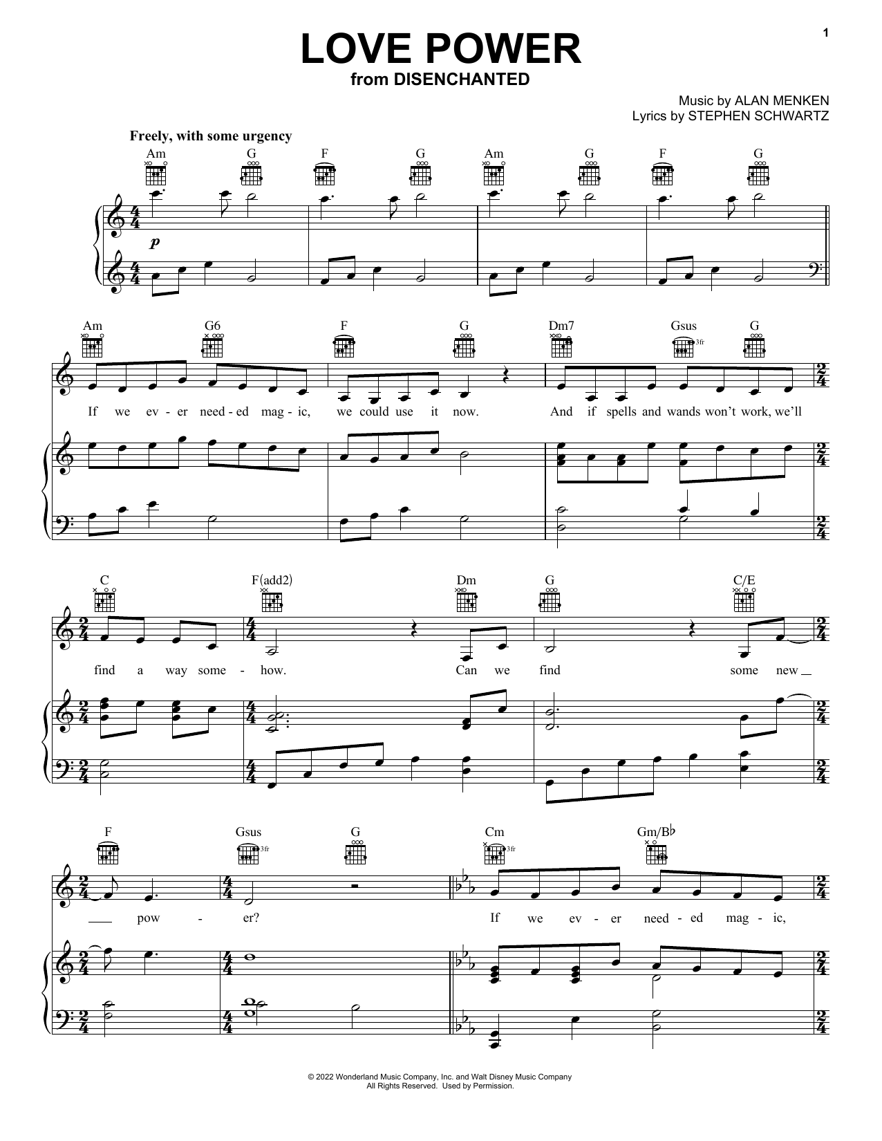 Idina Menzel Love Power (from Disenchanted) sheet music notes and chords arranged for Easy Guitar Tab
