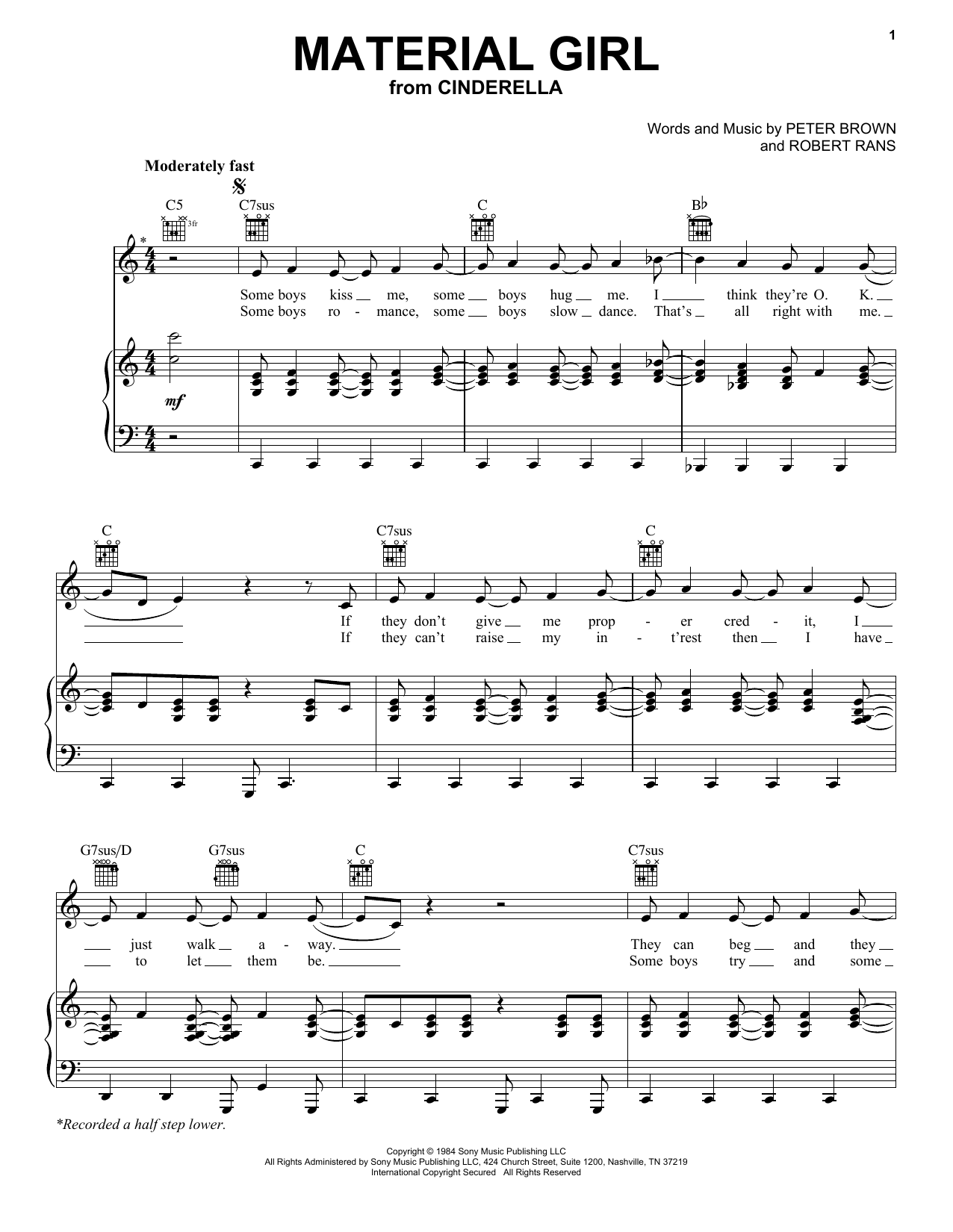 Idina Menzel Material Girl (from the Amazon Original Movie Cinderella) sheet music notes and chords arranged for Piano, Vocal & Guitar Chords (Right-Hand Melody)