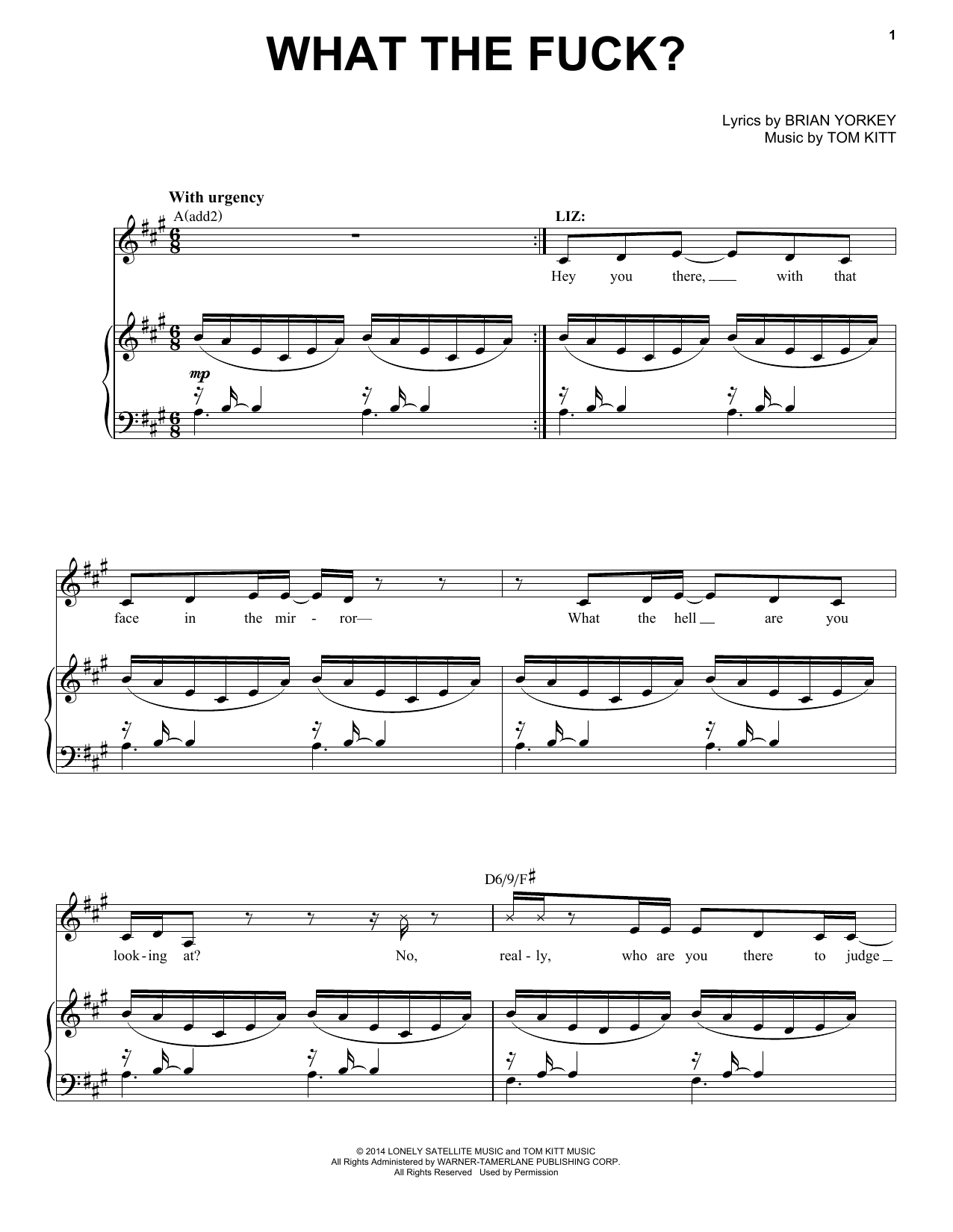 Idina Menzel What The F**k? (from If/Then: A New Musical) sheet music notes and chords arranged for Piano & Vocal