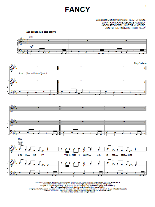 Iggy Azalea Featuring Charli XCX Fancy sheet music notes and chords arranged for Easy Piano