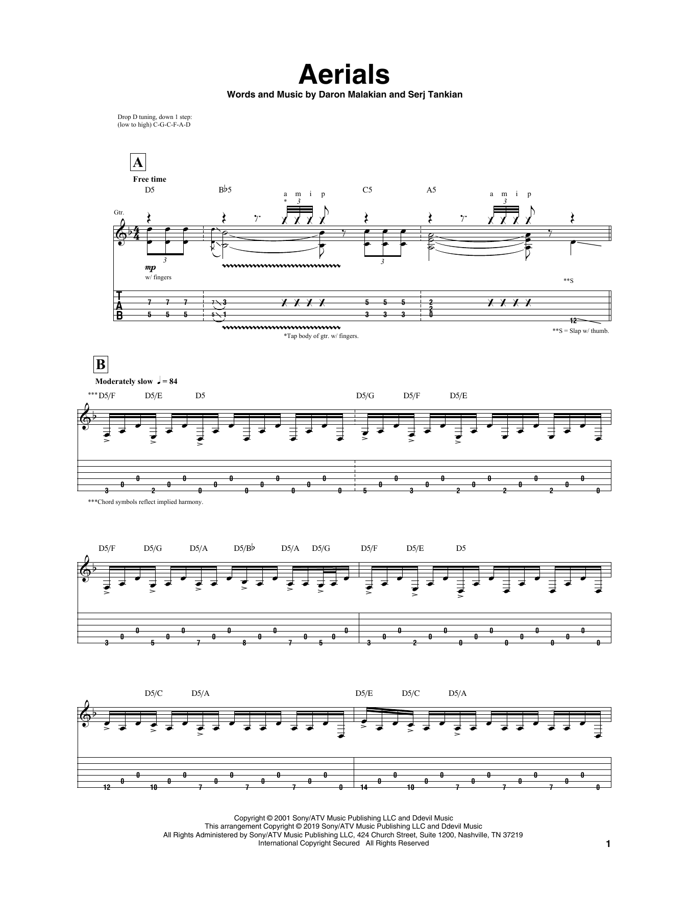 Igor Presnyakov Aerials sheet music notes and chords arranged for Guitar Tab