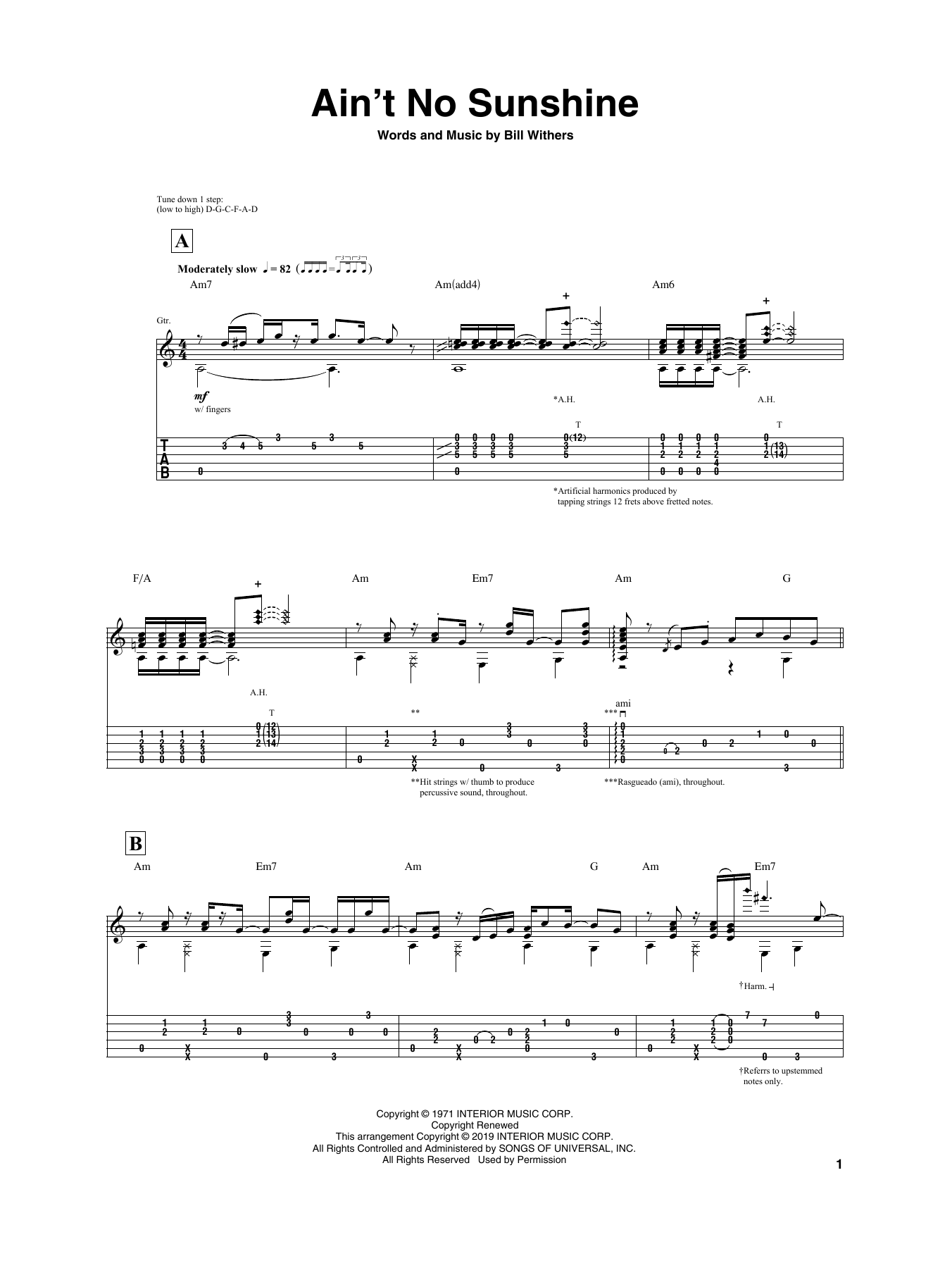 Igor Presnyakov Ain't No Sunshine sheet music notes and chords arranged for Guitar Tab