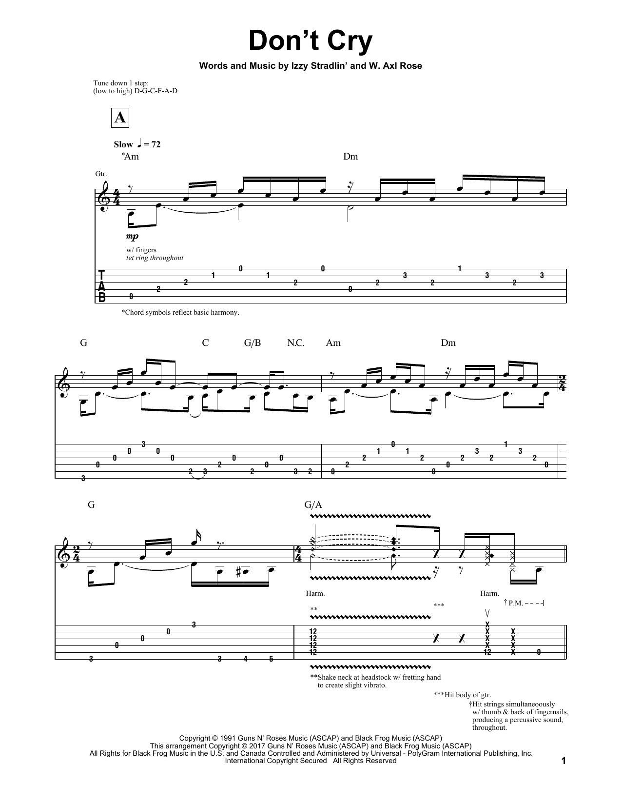 Igor Presnyakov Don't Cry sheet music notes and chords arranged for Solo Guitar