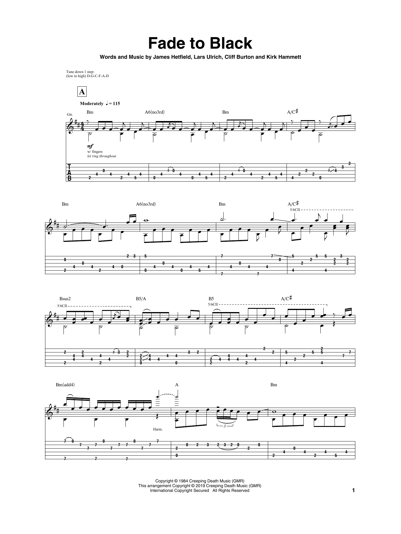 Igor Presnyakov Fade To Black sheet music notes and chords arranged for Guitar Tab