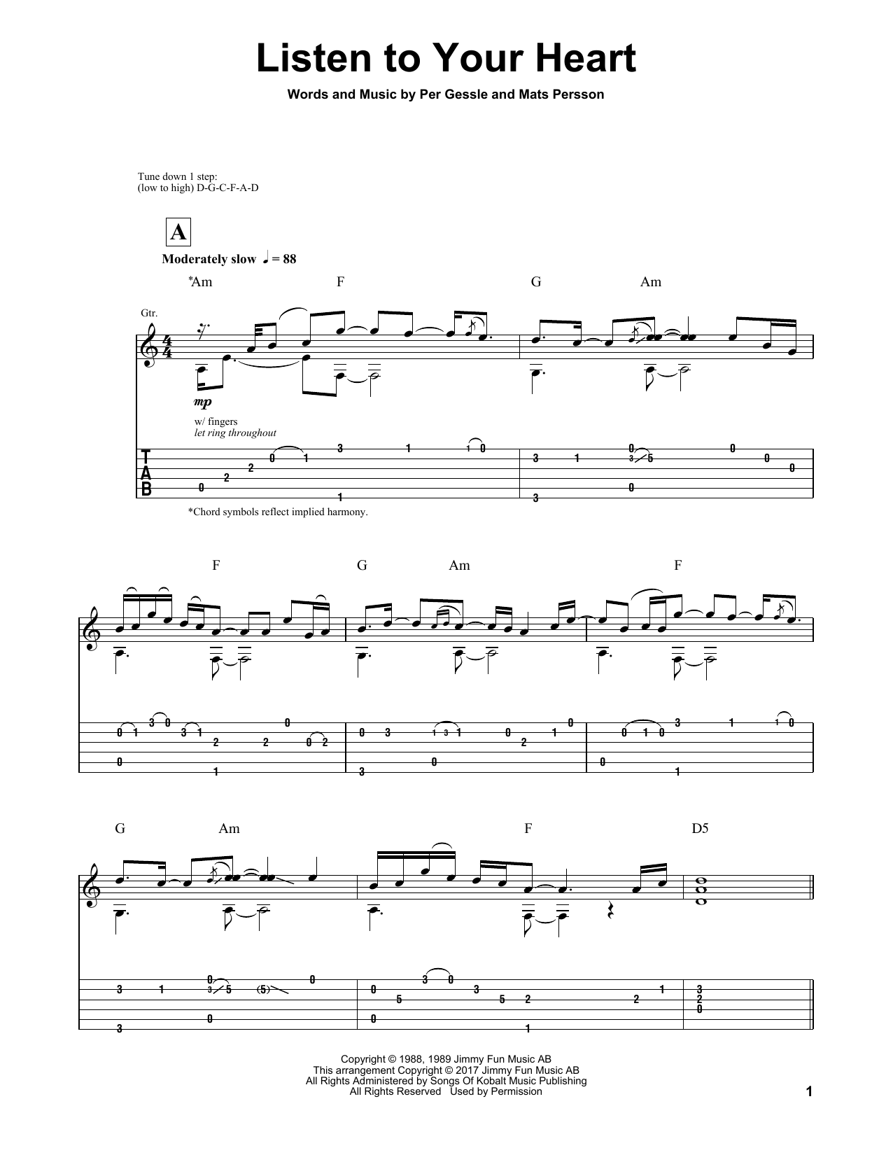 Igor Presnyakov Listen To Your Heart sheet music notes and chords arranged for Solo Guitar