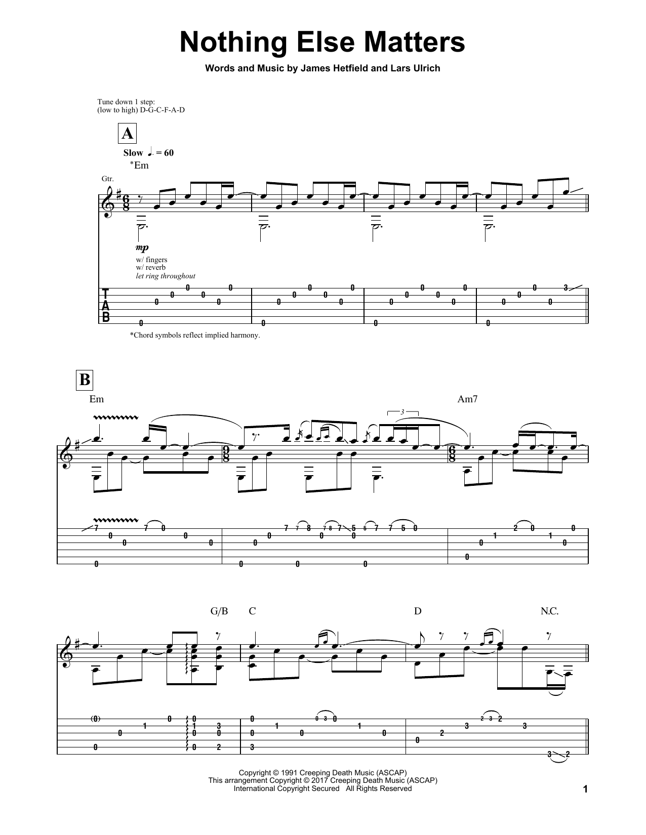 Igor Presnyakov Nothing Else Matters sheet music notes and chords arranged for Solo Guitar