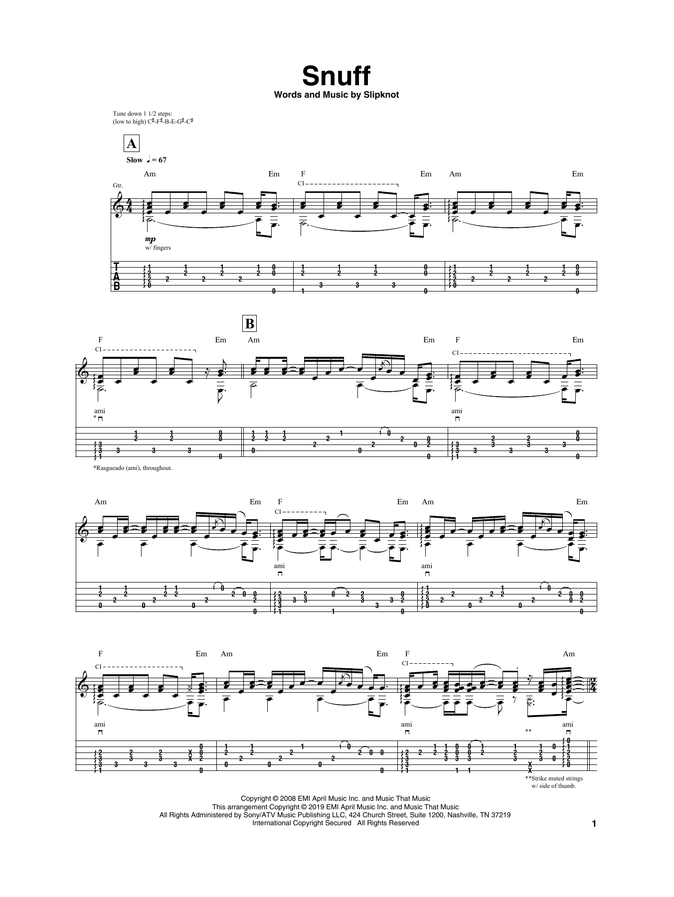 Igor Presnyakov Snuff sheet music notes and chords arranged for Guitar Tab