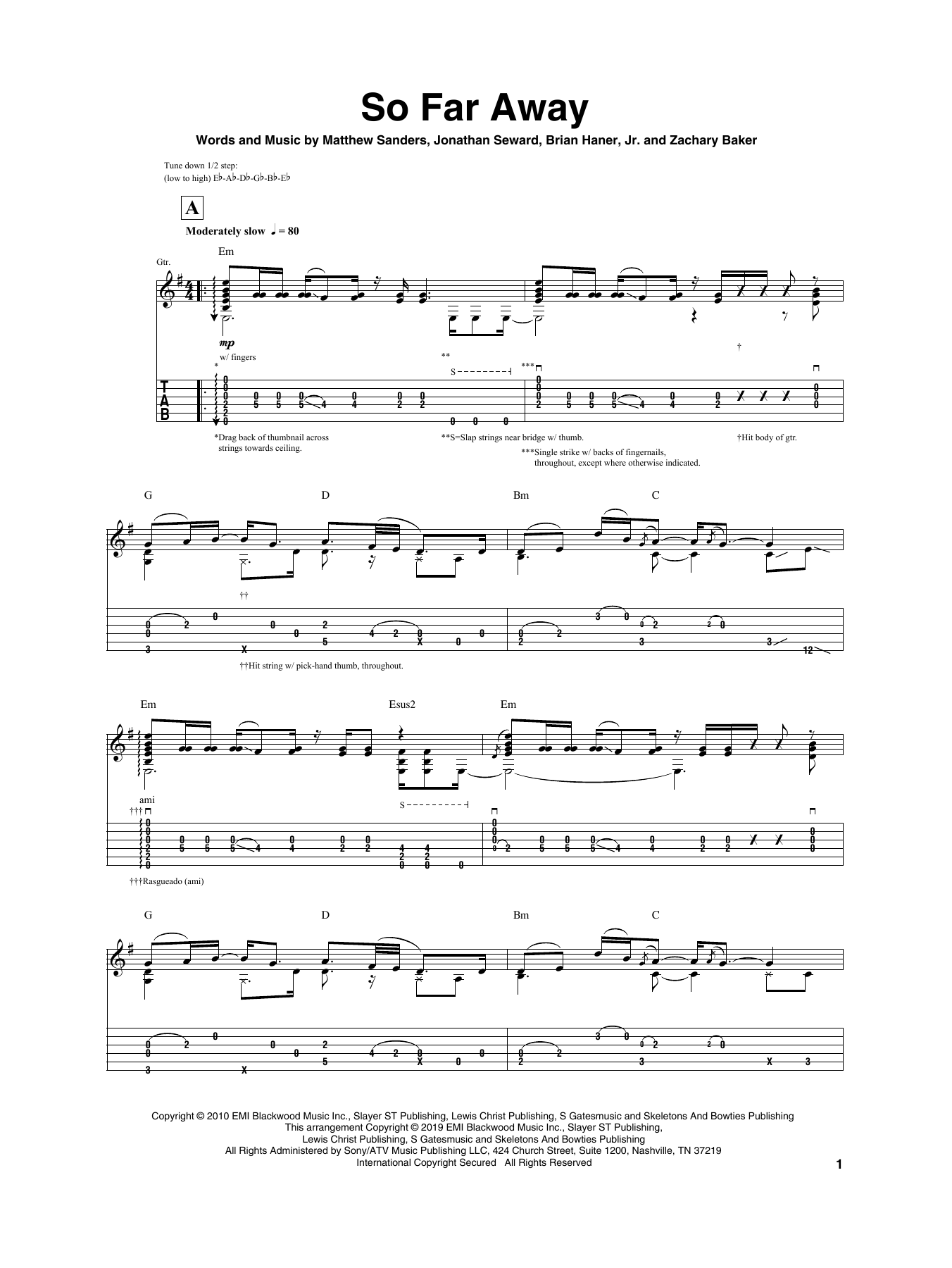 Igor Presnyakov So Far Away sheet music notes and chords arranged for Guitar Tab