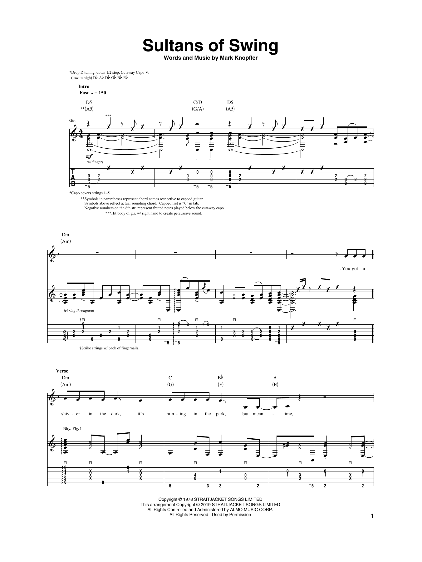 Igor Presnyakov Sultans Of Swing sheet music notes and chords arranged for Guitar Tab