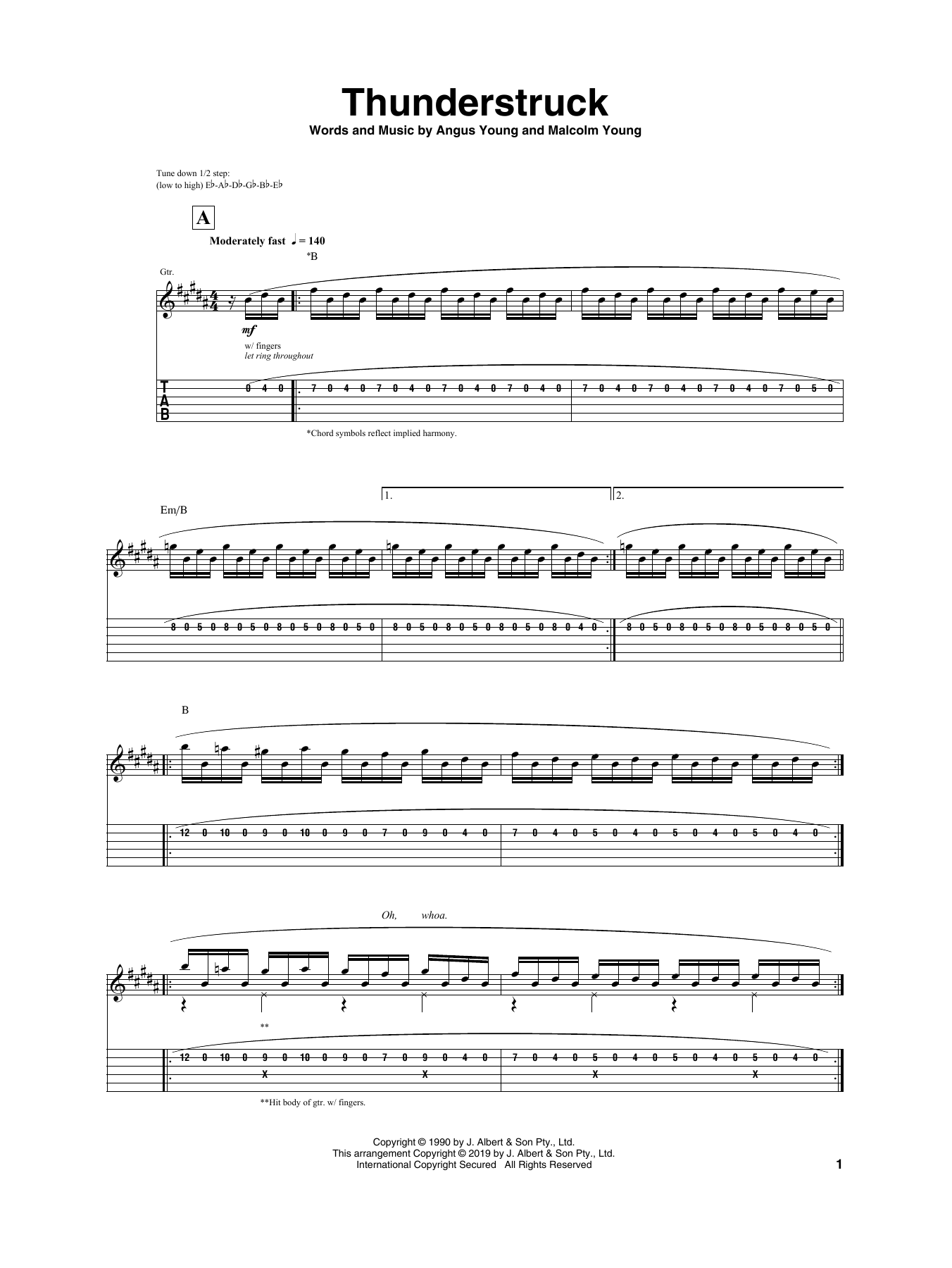 Igor Presnyakov Thunderstruck sheet music notes and chords arranged for Guitar Tab
