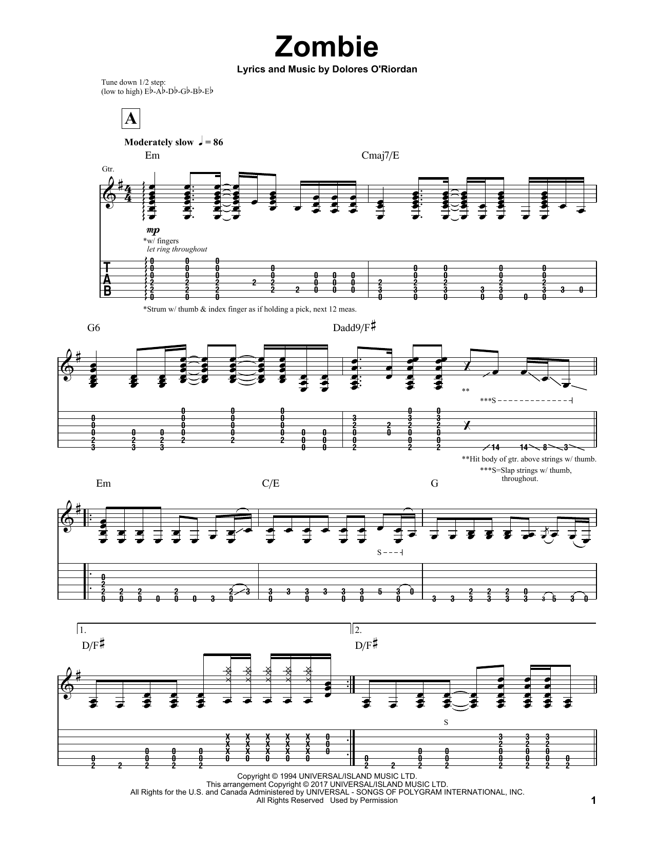 Igor Presnyakov Zombie sheet music notes and chords arranged for Solo Guitar