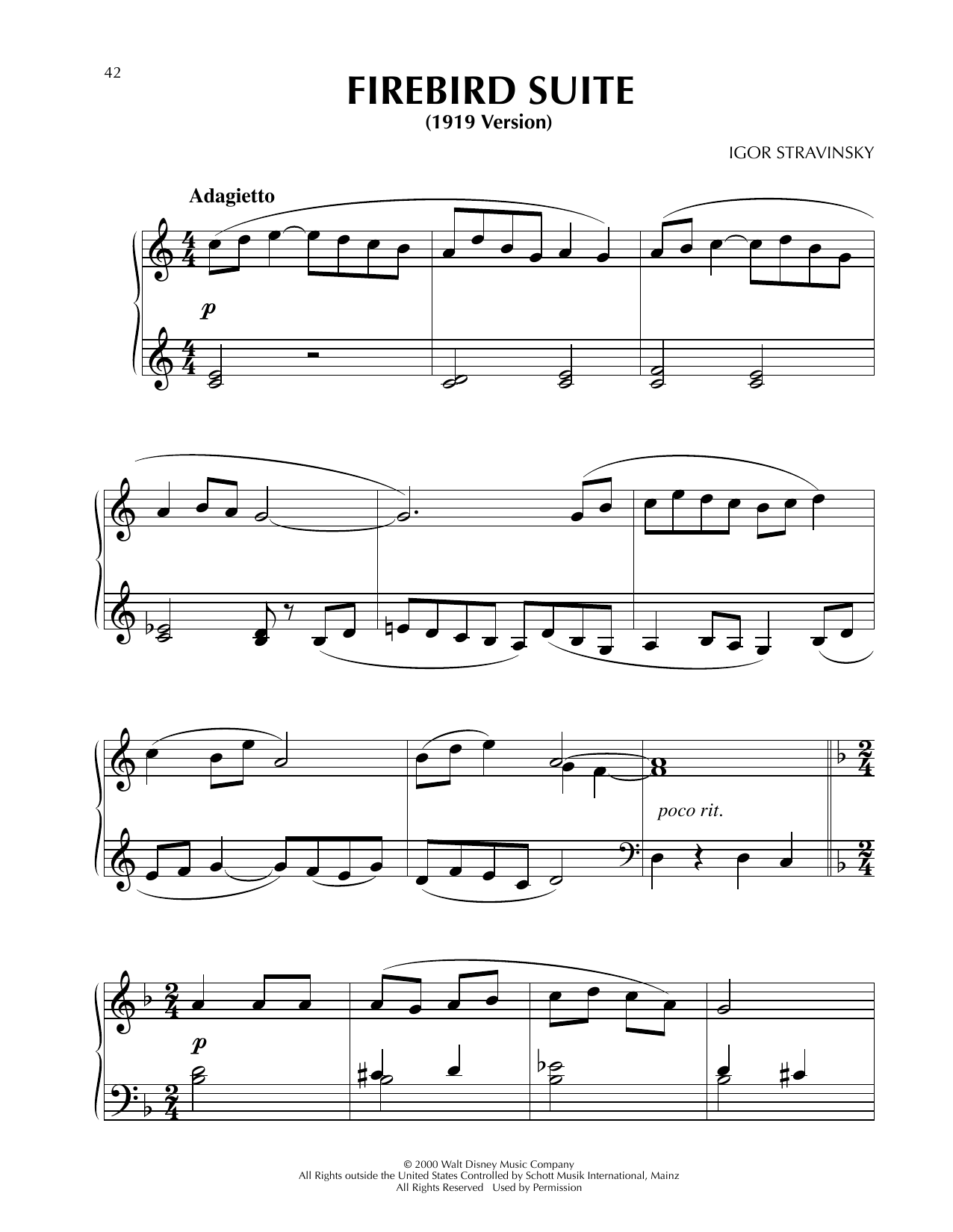 Igor Stravinsky Firebird Suite (from Fantasia 2000) sheet music notes and chords arranged for Easy Piano
