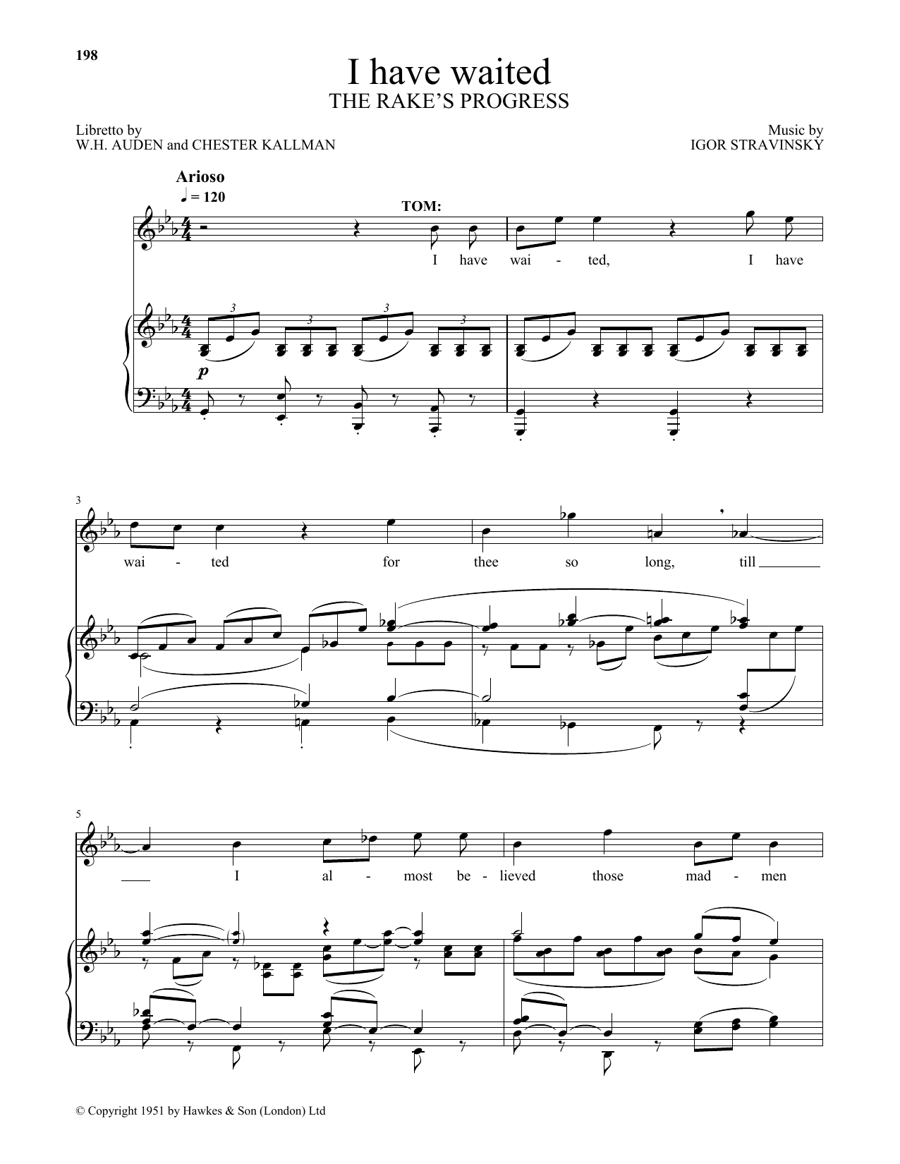 Igor Stravinsky I Have Waited sheet music notes and chords arranged for Piano & Vocal