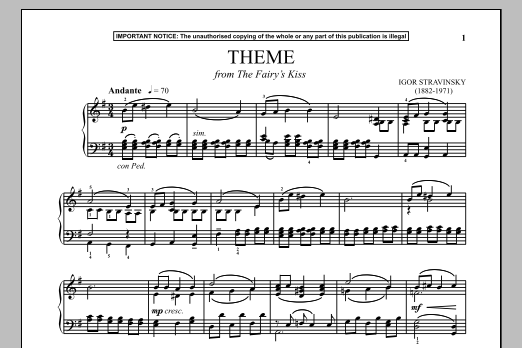 Igor Stravinsky The Fairy's Kiss (Theme) sheet music notes and chords arranged for Piano Solo