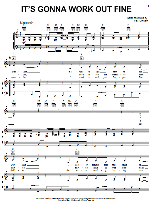 Ike & Tina Turner It's Gonna Work Out Fine sheet music notes and chords arranged for Real Book – Melody & Chords