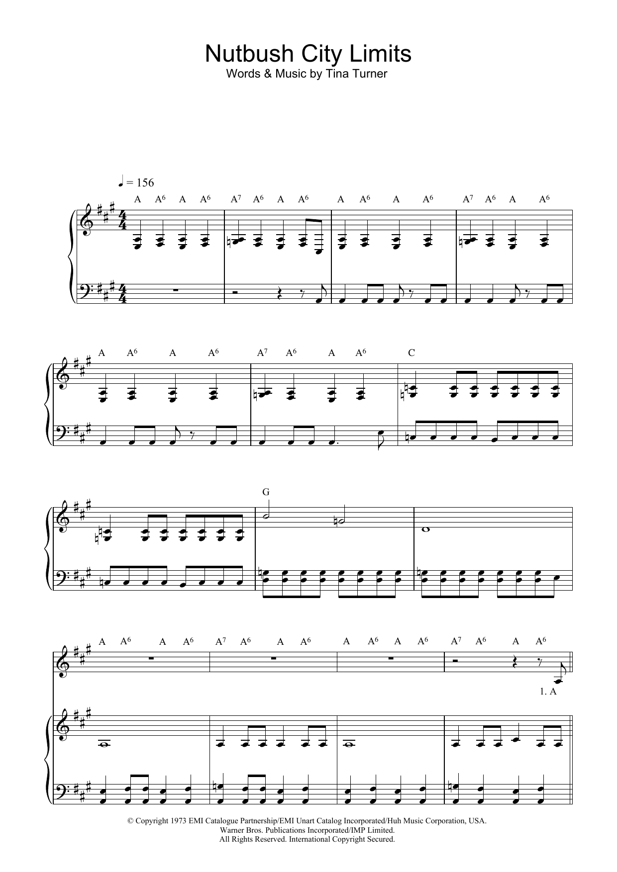 Ike & Tina Turner Nutbush City Limits sheet music notes and chords arranged for Piano & Vocal