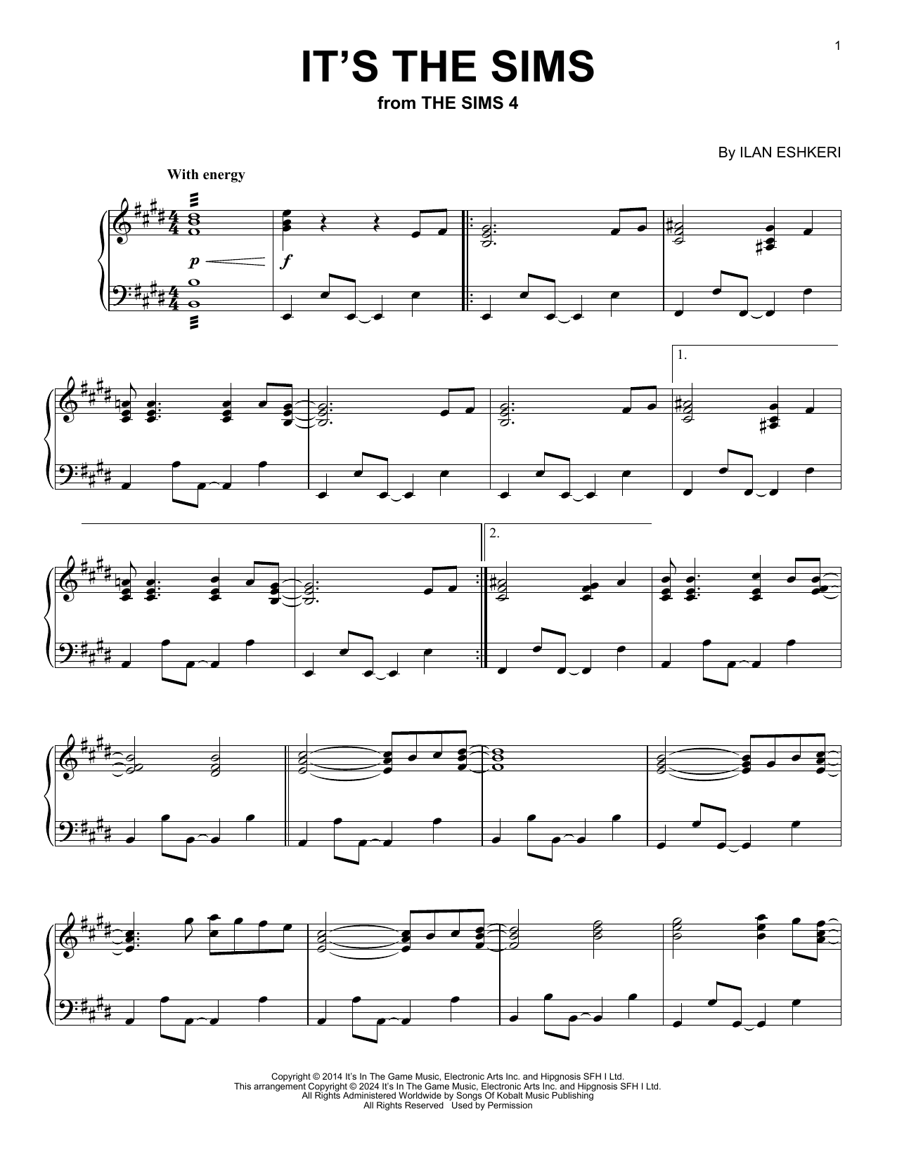 Ilan Eshkeri It's The Sims (from The Sims 4) sheet music notes and chords arranged for Piano Solo
