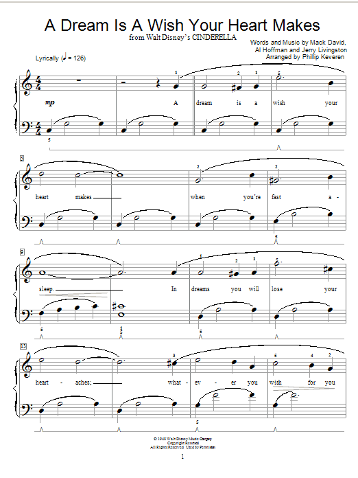 Ilene Woods A Dream Is A Wish Your Heart Makes (from Cinderella) (arr. Phillip Keveren) sheet music notes and chords arranged for Educational Piano