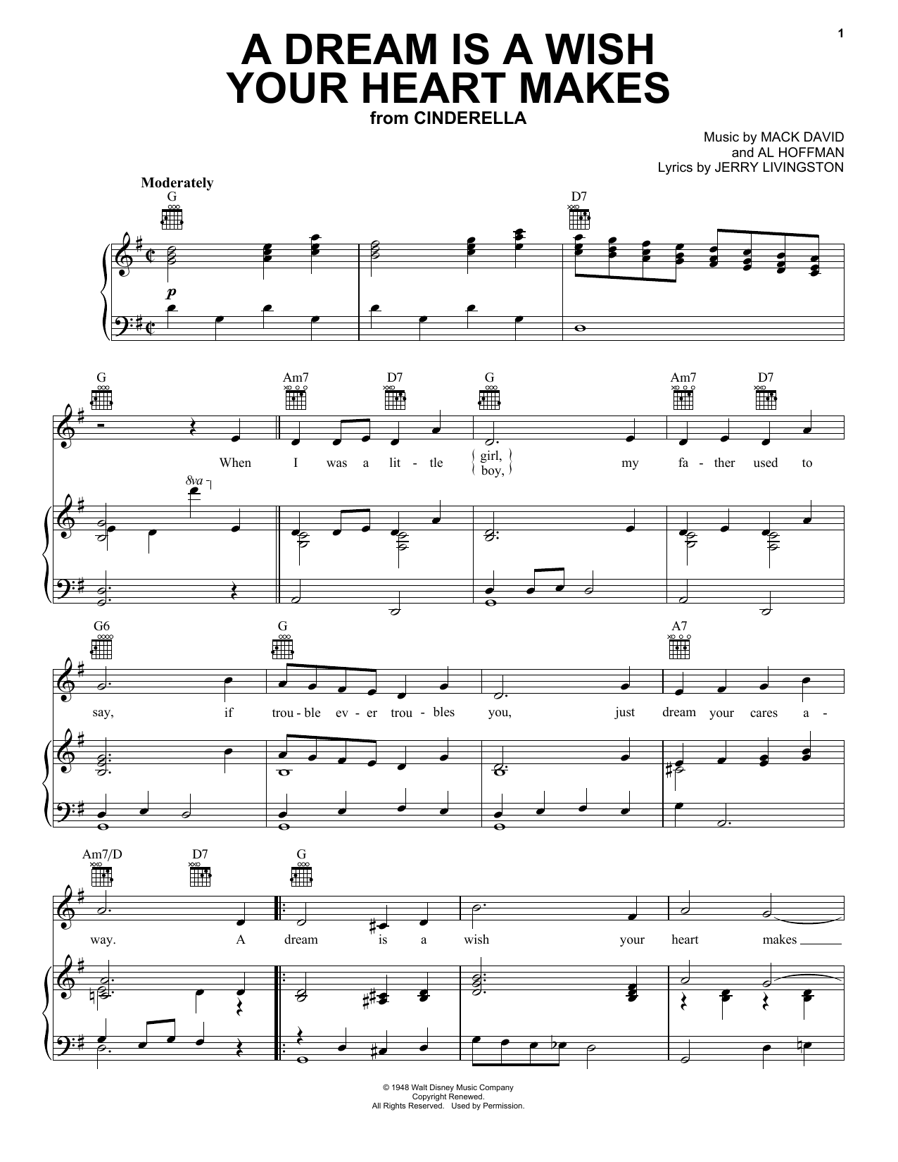 Ilene Woods A Dream Is A Wish Your Heart Makes (from Cinderella) sheet music notes and chords arranged for Flute Solo