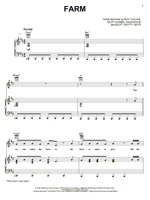Imagination Movers Farm sheet music notes and chords arranged for Piano, Vocal & Guitar Chords (Right-Hand Melody)