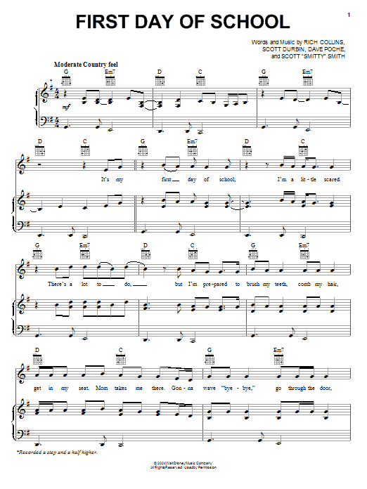 Imagination Movers First Day Of School sheet music notes and chords arranged for Piano, Vocal & Guitar Chords (Right-Hand Melody)