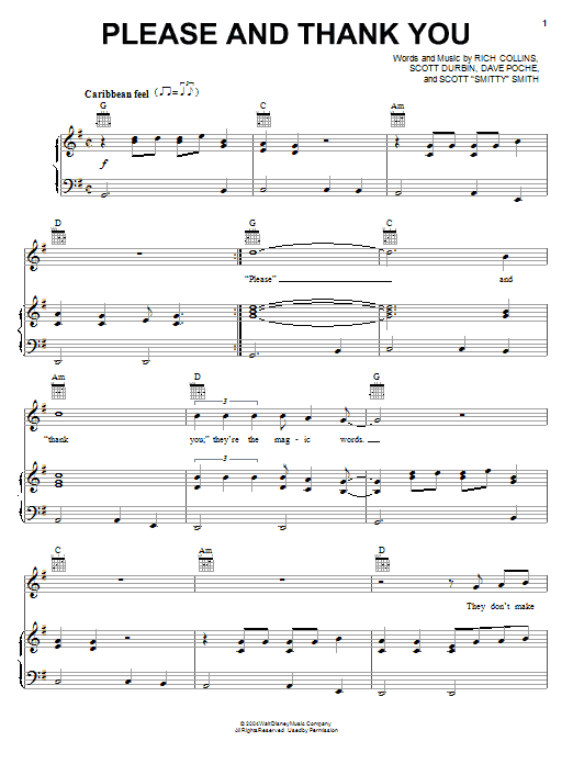 Imagination Movers Please And Thank You sheet music notes and chords arranged for Piano, Vocal & Guitar Chords (Right-Hand Melody)