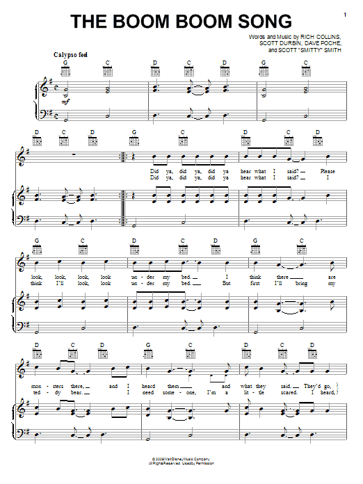 Imagination Movers The Boom Boom Song sheet music notes and chords arranged for Piano, Vocal & Guitar Chords (Right-Hand Melody)